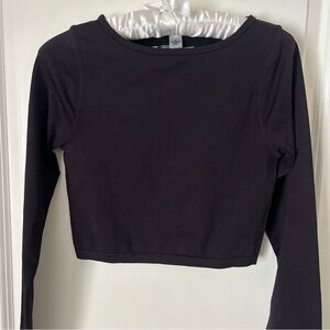 Z by Zella Women's Small Dark Plum Long Sleeve Cropped Workout Top Yoga